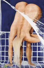Brett Whiteley, Arkie Under the Shower 1986-87, 1986-87, oil on board