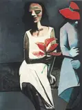 Black Girl with Friend c1961 by Charles Blackman, c1961, oil and enamel on composition board, sold Sep 2010