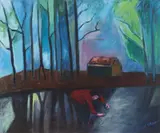 Robert Dickerson, Fishing in the Maroochy c1992, c1992, synthetic polymer paint on canvas on board
