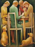 Bill Coleman, Family at the Table, oil on canvas on composition board