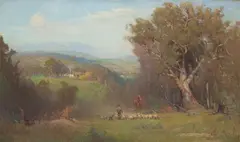 Robert Edgar Taylor Ghee, Herding the Sheep, oil on canvas