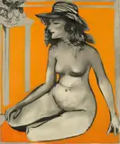 Charles Blackman, Seated Nude with Sun Hat