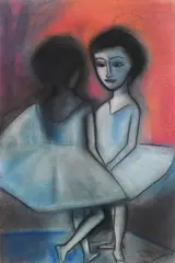 Ballerinas by Robert Dickerson, pastel on paper, sold Jun 2010