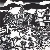 Howard Arkley, Model Tudor Village, Fitzroy Gardens 1986, 1986, synthetic polymer paint on canvas