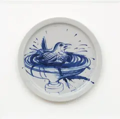 Bird Bathing c1990 by Brett Whiteley, c1990, painted and glazed ceramic plate, sold Jun 2010