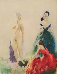 Three Graces 1938 by Norman Lindsay, 1938, watercolour on paper, sold Jun 2010