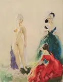 Three Graces 1938 by Norman Lindsay, 1938, watercolour on paper, sold Jun 2010