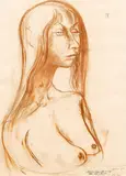 Brett Whiteley, Brisbane Girl, conte and collage on paper