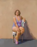 Figure Study for Cathedral Street, Woolloomooloo 2003-04 by Jeffrey Smart, 2003-04, oil on canvas, sold Mar 2010