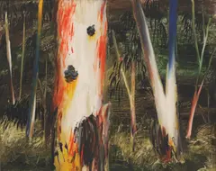 Trees 1966 by Albert Tucker, 1966, oil on composition board, offered Mar 2010
