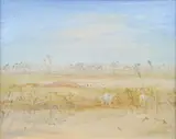 Sheep Grazing, Wimmera by Arthur Boyd, oil on composition board, sold Mar 2010