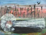 Bride in the Moonlight (Bride Turning into a Windmill) 1960 by Arthur Boyd, 1960, oil and tempera on composition board, sold Mar 2010