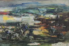 The Bathers by John Passmore, oil on composition board, sold Mar 2010