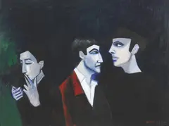 Evening Workers c1993 by Robert Dickerson, c1993, synthetic polymer paint on canvas, offered Mar 2010