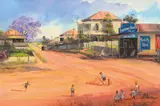 D'Arcy Doyle, Street Games, oil on canvas on composition board