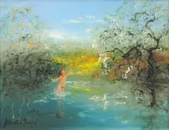 Woman Bathing by David Boyd, oil on composition board, sold Mar 2010