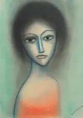 Face by Robert Dickerson, pastel on paper on board, sold Mar 2010