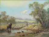 J. A. Turner, Shearing Time, oil on linen