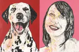 Dalmatian and Girl by Gillie and Marc Schattner working 1990s-2000s, synthetic polymer paint on canvas (diptych), sold Mar 2010