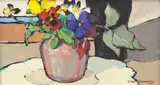 Criss Canning, Pansies c1983-84, c1983-84, oil on board