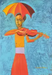 Constantine Popov, Sounds Like Rain, synthetic polymer paint on paper on board