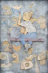 Untitled by David Bromley, painted wood assemblage, sold Mar 2010
