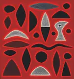 John Coburn, Red Landscape with Bird and Snake 2001