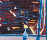 Westerly with Daisies (View of Lavender Bay) 1974 by Brett Whiteley, 1974, oil on composition board, sold Dec 2009