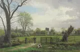 1835-1907, Henry James Johnstone, In the Meadows, Near Cookham 1880, 1880, oil on canvas