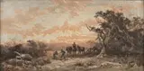 James Waltham Curtis, Rural Scene, Men and Horses 1895, 1895, oil on board