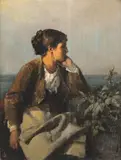 Karel Frans Philippeau, Distant Thoughts (Italian Woman) 1877, 1877, oil on wood panel