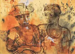 Kadir by Donald Friend, ink and watercolour on paper on composition board, sold Dec 2009