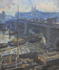 Dora Meeson, London Bridge looking South c1922-24, c1922-24, oil on canvas