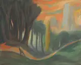 Gardens by a City 1988 by Rick Amor, 1988, oil on canvas, sold Dec 2009