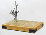 John Kelly, Cow up a Tree 2000, 2000, painted bronze on wooden butcher's chopping block