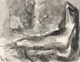 Joy Hester, Female Nude c1945, c1945, ink and wash on paper