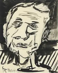 Head c1944 by Joy Hester, c1944, ink and wash on paper, sold Dec 2009