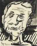 Joy Hester, Head c1944, c1944, ink and wash on paper