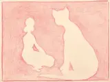 Charles Blackman, Woman and Cat, pastel on paper