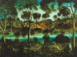 Pro Hart, Flooded Creek Through the Hills
