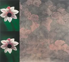 John Young, Cloud and Generic Flower Study #1 1998, 1998, digital print and oil on canvas