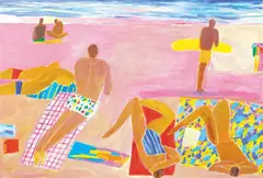 Ken Done, Figures on a Beach 1990, 1990, synthetic polymer paint paper on canvas