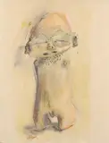 Antonio Blanco, Balinese Figure, pencil and watercolour on paper