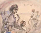 Elizabeth Durack, (Aboriginal Family) c1947-50, c1947-50, watercolour on paper
