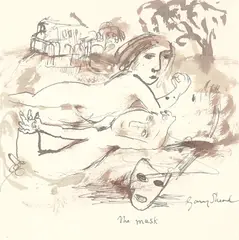The Mask by Garry Shead, ink and wash on paper, sold Dec 2009