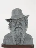 Ivan Lovatt working 2000s, Portrait of Clifford Possum Tjapaltjarri, chicken wire