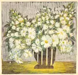 Christine Aldor, Spring Flowers, woodcut