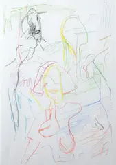 Ken Whisson, Various Coloured Faces 1998, 1998, pencil and crayon on paper