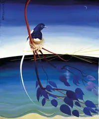 Brett Whiteley, The Sunrise, Japanese: Good Morning! 1988, 1988, oil and collage on board with electric light