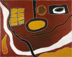 Rover Thomas, Mount House 1995, 1995, earth pigments and synthetic polymer paint on canvas